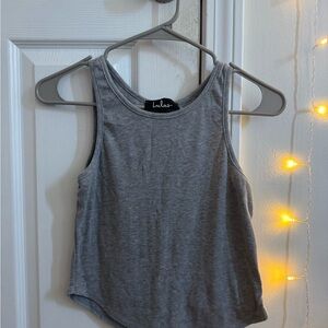 Lulu's Gray Fitted Crop Tank Top